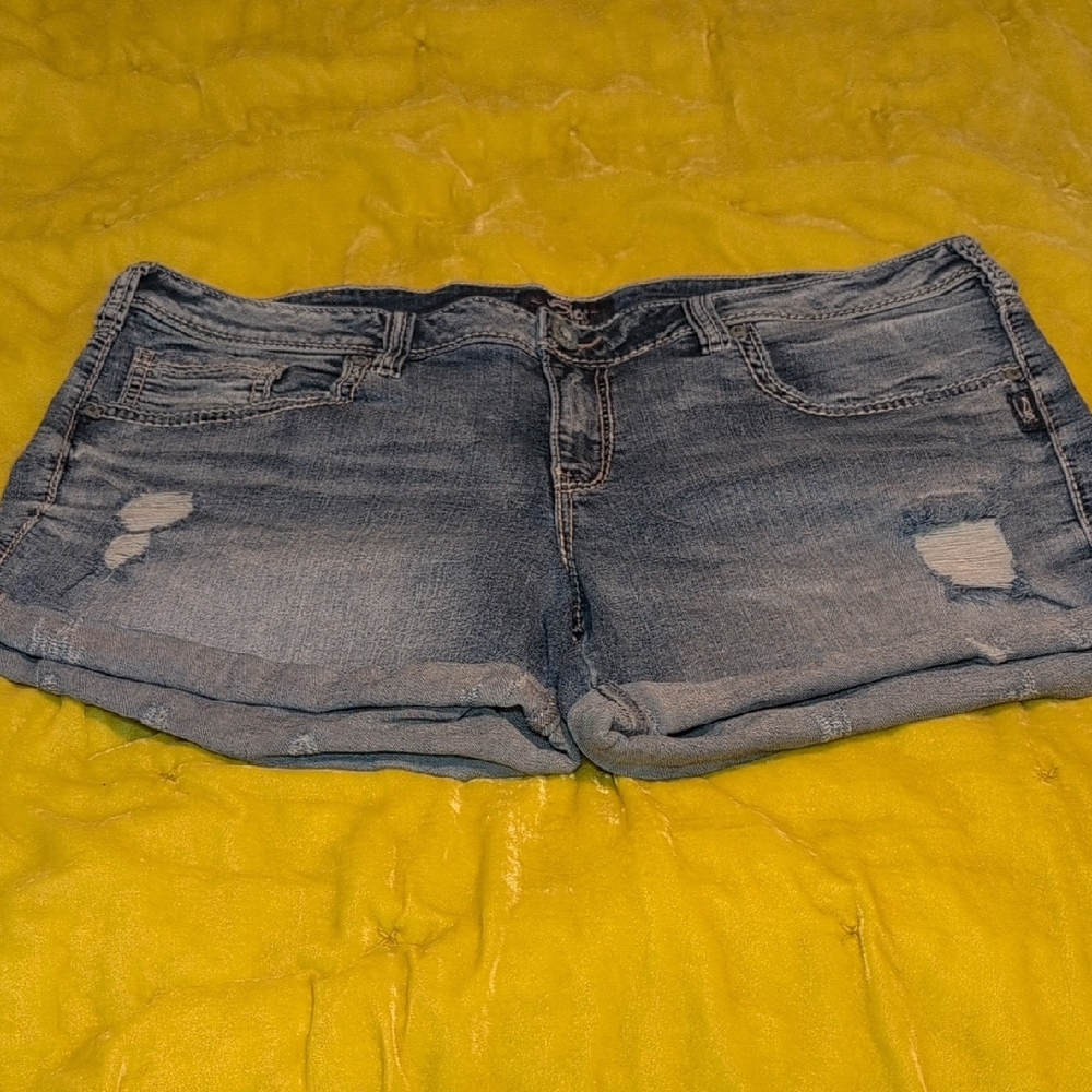 Silver Jeans Blue Distressed Jean Shorts